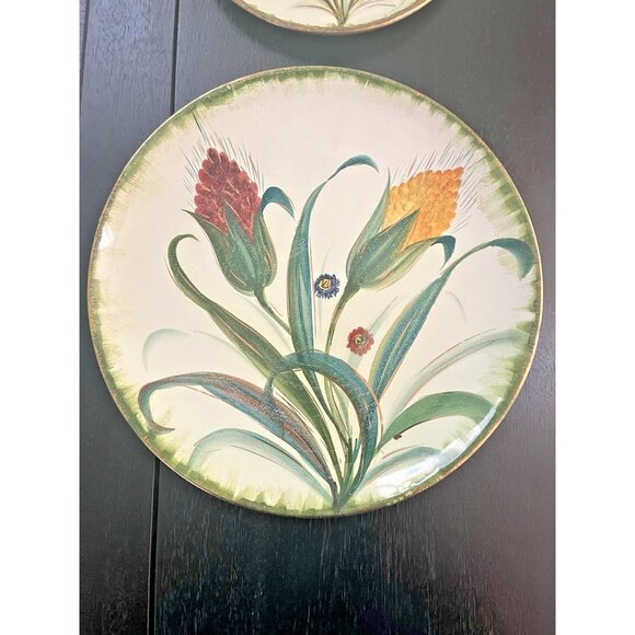 Vtg Decorative Plates Italy Hand Painted Floral Set of 2 10" & 7 " Wall Hangings - Picture 2 of 15